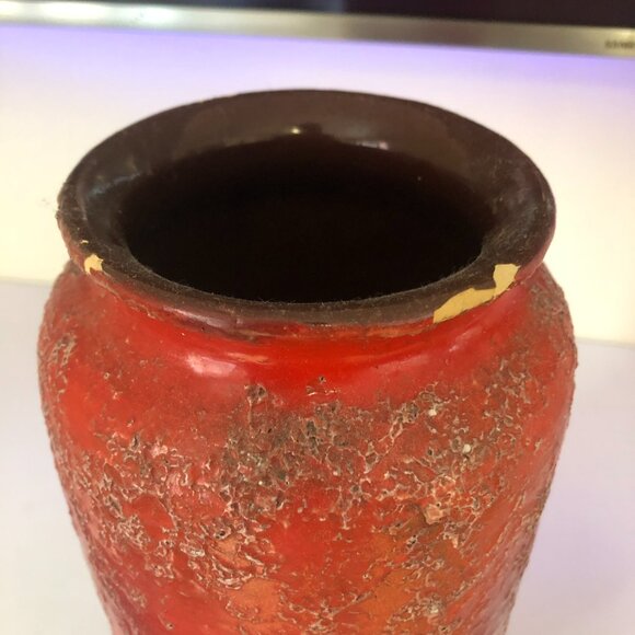 Bitossi for Rosenthal Netter Vase, Ceramic, Red, Gold, Signed - Picture 2 of 5